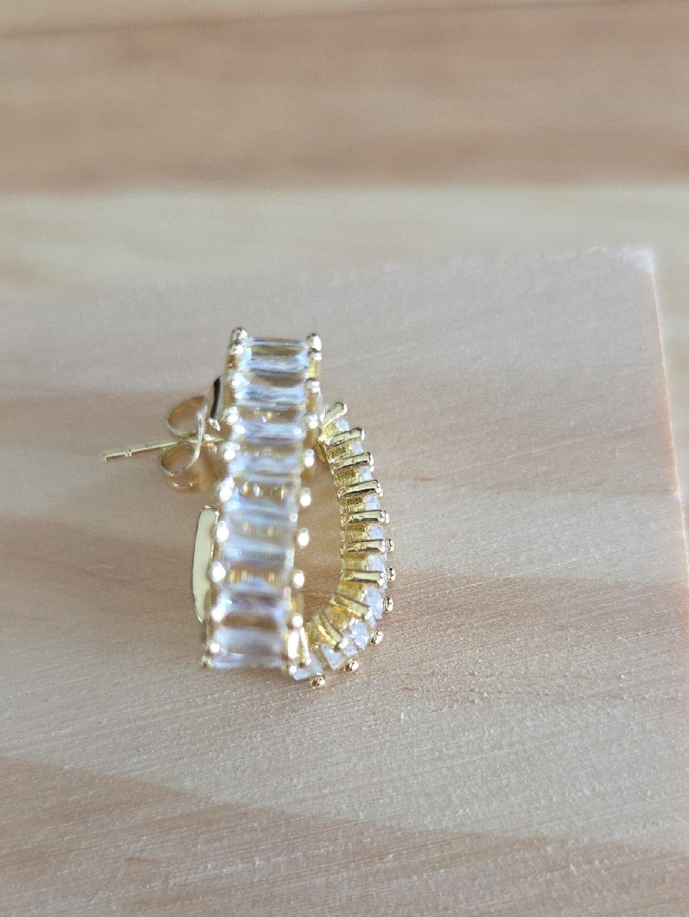 Gold Toned Clear Crystal Hoop Earrings - Women Jewelry